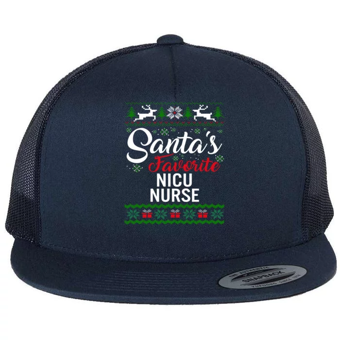 Santas Favorite Nicu Nurse Christmas Ugly Family Cute Gift Flat Bill Trucker Hat