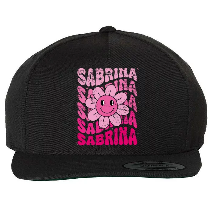 Sabrina First Name I Love Sabrina Groovy 80S Vintage Wool Snapback Cap