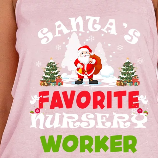 SantaS Favorite Nursery Worker Funny Christmas Gift Great Gift Women's Knotted Racerback Tank