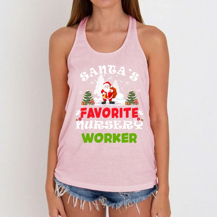 SantaS Favorite Nursery Worker Funny Christmas Gift Great Gift Women's Knotted Racerback Tank