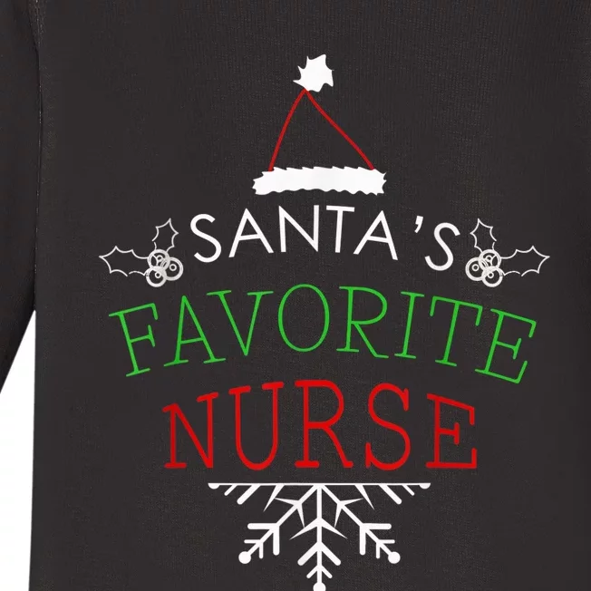 Santa's Favorite Nurse Holiday Christmas Nursing Baby Long Sleeve Bodysuit