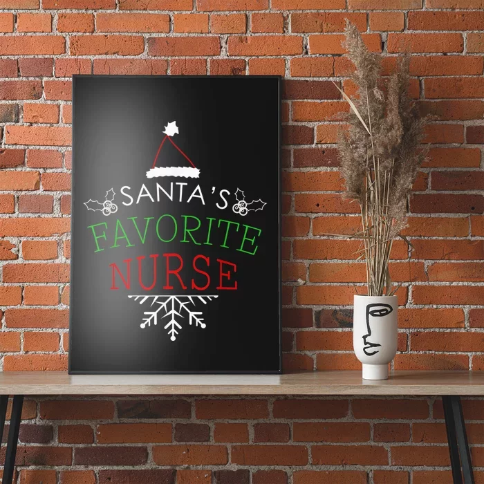 Santa's Favorite Nurse Holiday Christmas Nursing Poster