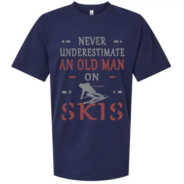 Skier Funny Never Underestimate An Old On Skis Great Gift Sueded Cloud Jersey T-Shirt