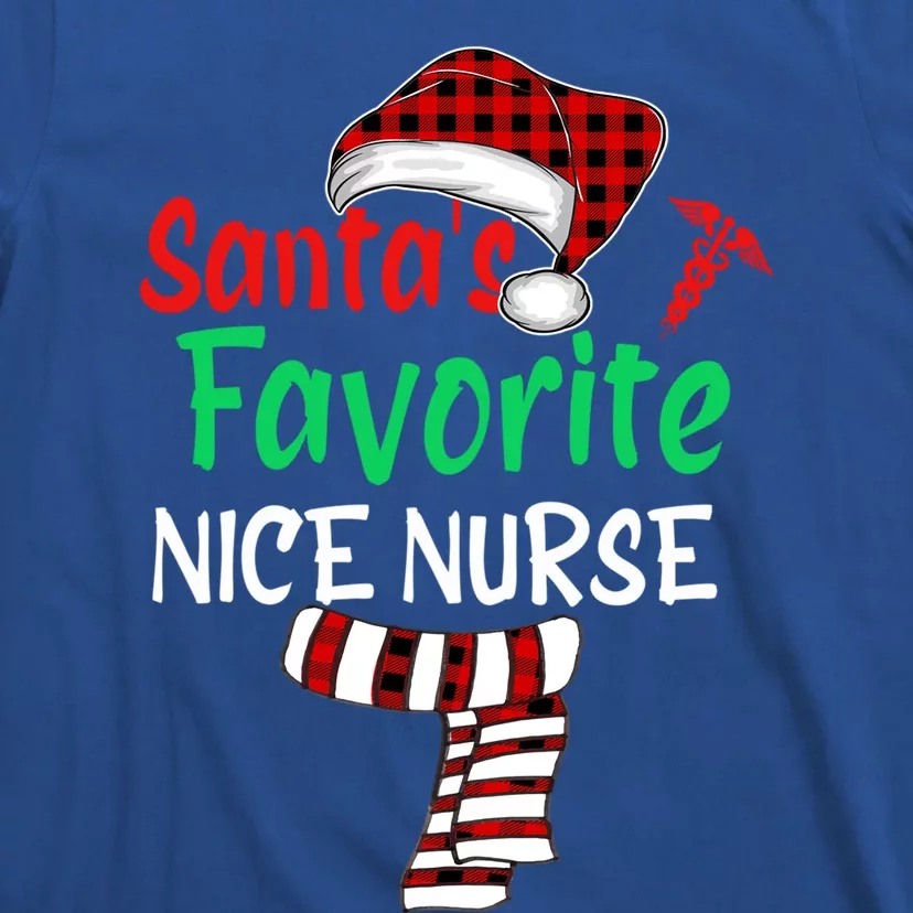 Santas Favorite Nicu Nurse Christmas Santa Red Plaid Claus Gift T-Shirt