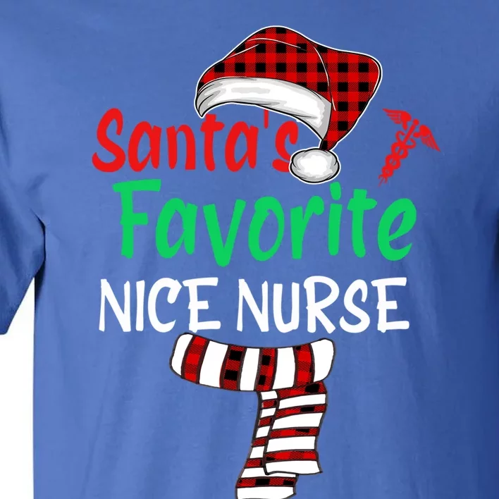 Santas Favorite Nicu Nurse Christmas Santa Red Plaid Claus Gift Tall T-Shirt