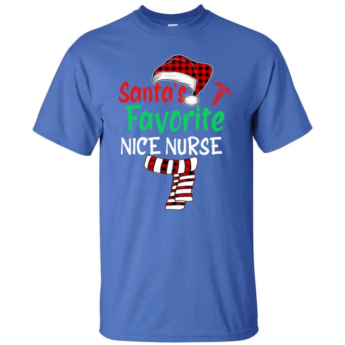 Santas Favorite Nicu Nurse Christmas Santa Red Plaid Claus Gift Tall T-Shirt