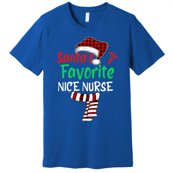 Santas Favorite Nicu Nurse Christmas Santa Red Plaid Claus Gift Premium T-Shirt