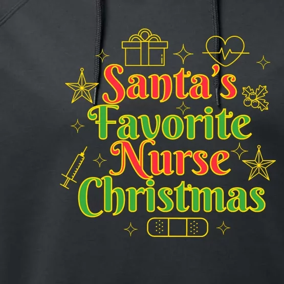 Santa's Favorite Nurse Cute Funny Christmas RN Performance Fleece Hoodie