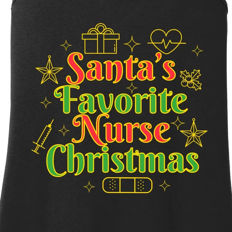 Santa's Favorite Nurse Cute Funny Christmas RN Ladies Essential Tank