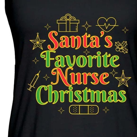 Santa's Favorite Nurse Cute Funny Christmas RN Ladies Essential Flowy Tank