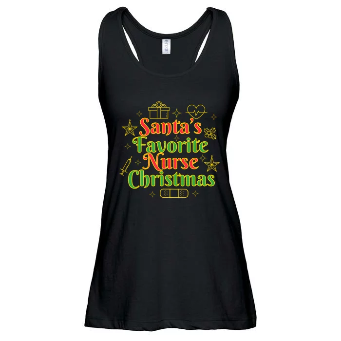 Santa's Favorite Nurse Cute Funny Christmas RN Ladies Essential Flowy Tank