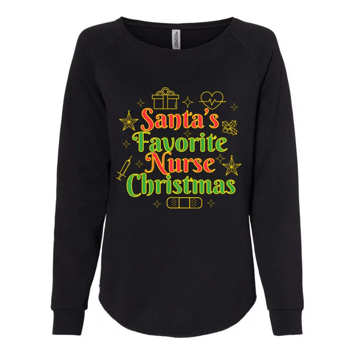 Santa's Favorite Nurse Cute Funny Christmas RN Womens California Wash Sweatshirt