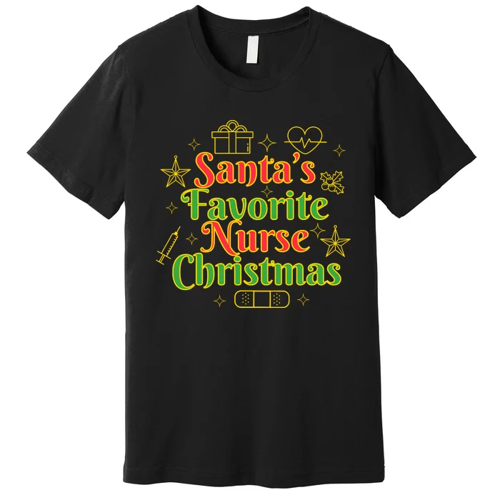 Santa's Favorite Nurse Cute Funny Christmas RN Premium T-Shirt