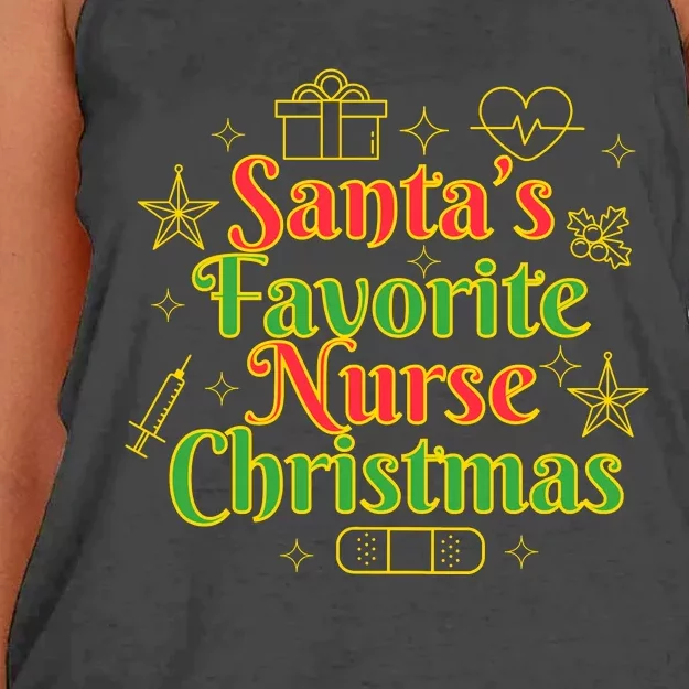 Santa's Favorite Nurse Cute Funny Christmas RN Women's Knotted Racerback Tank