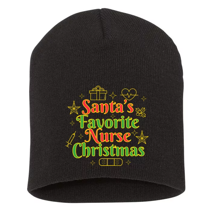 Santa's Favorite Nurse Cute Funny Christmas RN Short Acrylic Beanie