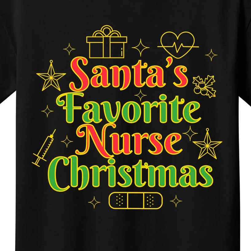 Santa's Favorite Nurse Cute Funny Christmas RN Kids T-Shirt