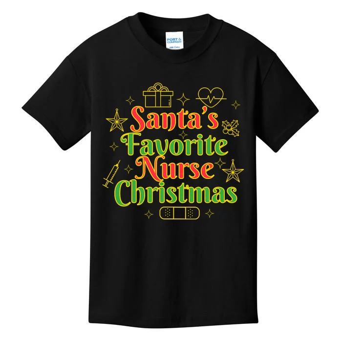 Santa's Favorite Nurse Cute Funny Christmas RN Kids T-Shirt