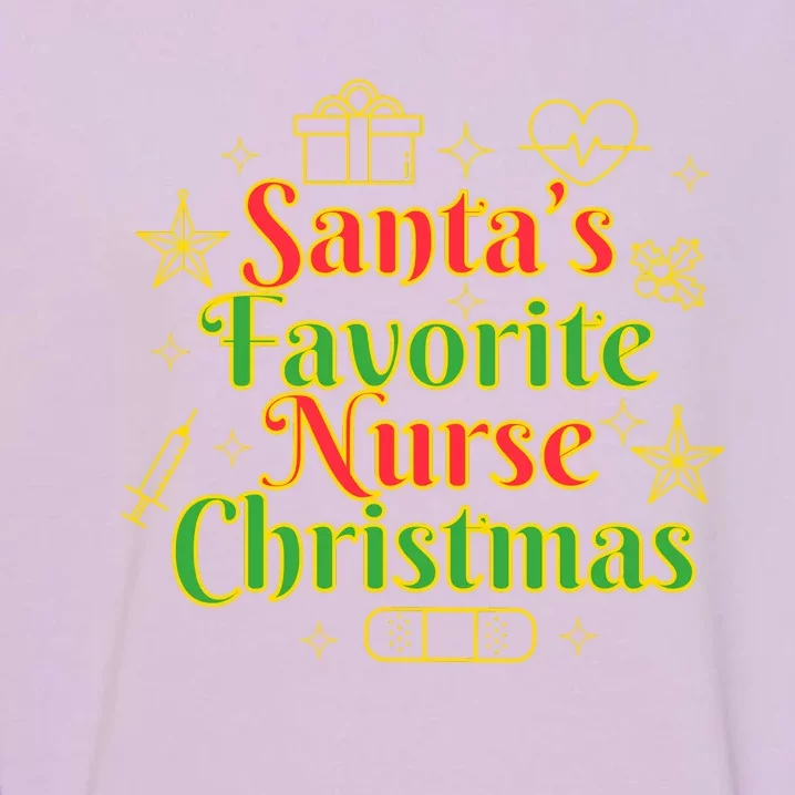 Santa's Favorite Nurse Cute Funny Christmas RN Garment-Dyed Sweatshirt