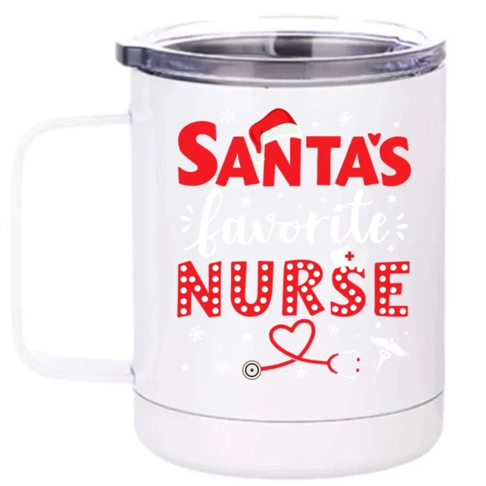 Santa Favorite Nurse For Christmas In Hospital Gift Front & Back 12oz Stainless Steel Tumbler Cup