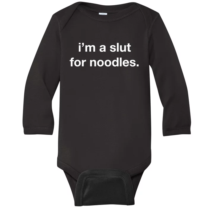 Slut For Noodles Noods Funny Ramen Food Asian Soup Recipes Baby Long Sleeve Bodysuit