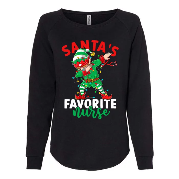 Santas Favorite Nurse Dabbing Elf Christmas Pajama Holiday Funny Gift Womens California Wash Sweatshirt