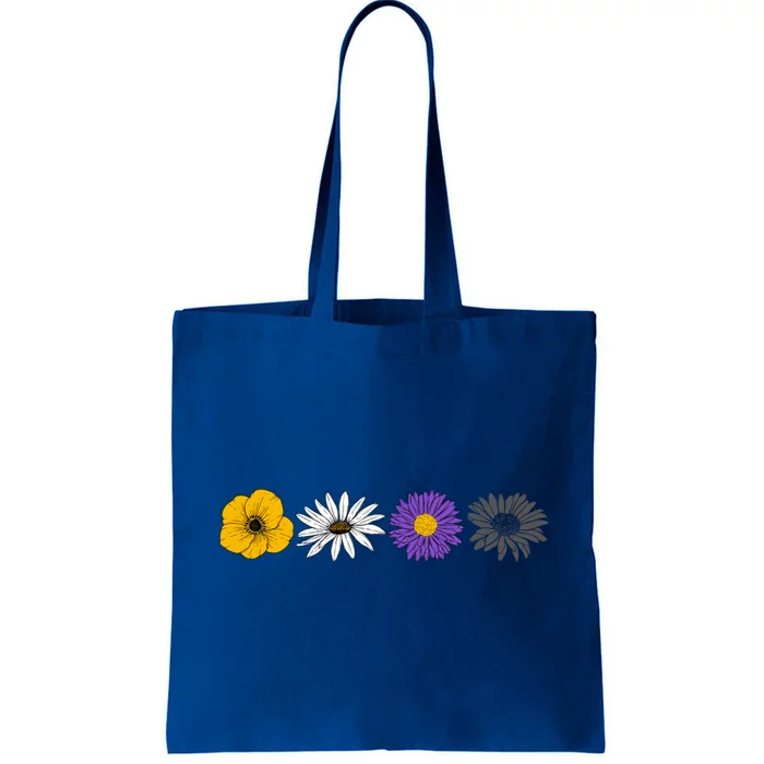 Subtle Flowers Nonbinary Pride Flag Color Enby Ally Lgbt Gift Tote Bag