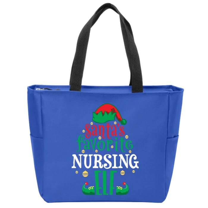 Santas Favorite Nursing Elf Christmas Family Matching Cute Gift Zip Tote Bag