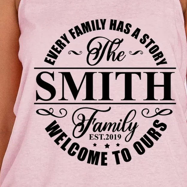 Smith Family Name Every Family Has A Story The Smith Family Gift Women's Knotted Racerback Tank