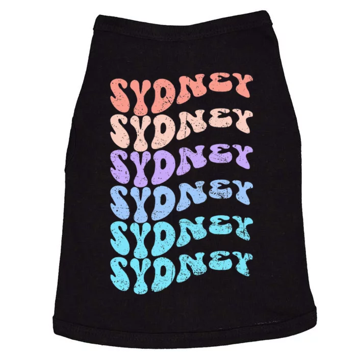 Sydney First Name I Love Sydney Vintage Groovy Birthday Doggie Tank