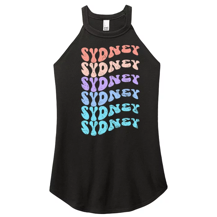 Sydney First Name I Love Sydney Vintage Groovy Birthday Women’s Perfect Tri Rocker Tank