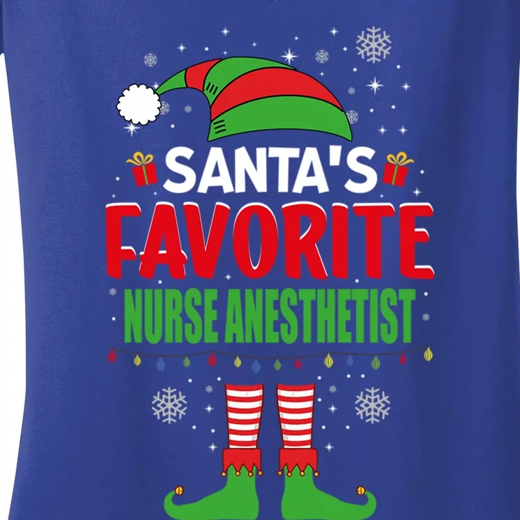 Santas Favorite Nurse Anesthetist Elf Christmas Meaningful Gift Women's V-Neck T-Shirt