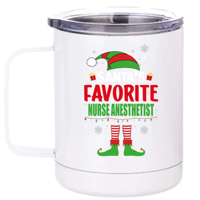 Santas Favorite Nurse Anesthetist Elf Christmas Meaningful Gift Front & Back 12oz Stainless Steel Tumbler Cup