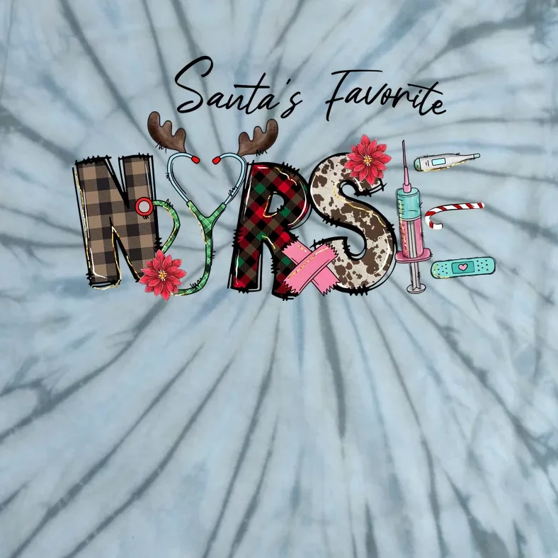 Santa's Favorite Nurse Funny Christmas Tie-Dye T-Shirt