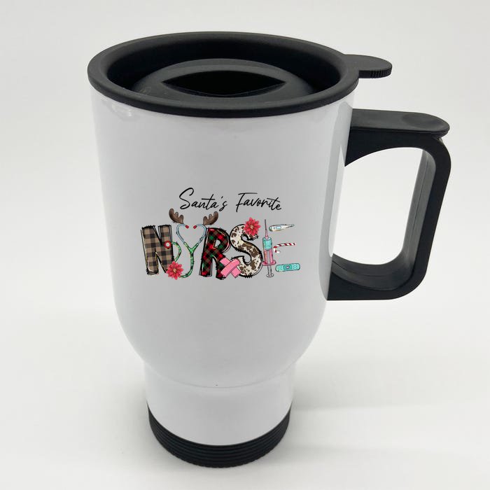 Santa's Favorite Nurse Funny Christmas Front & Back Stainless Steel Travel Mug