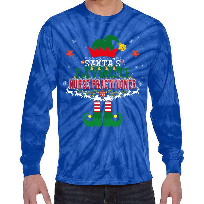 Santas Favorite Nurse Anesthetist Elf Christmas Tree Xmas Gift Tie-Dye Long Sleeve Shirt