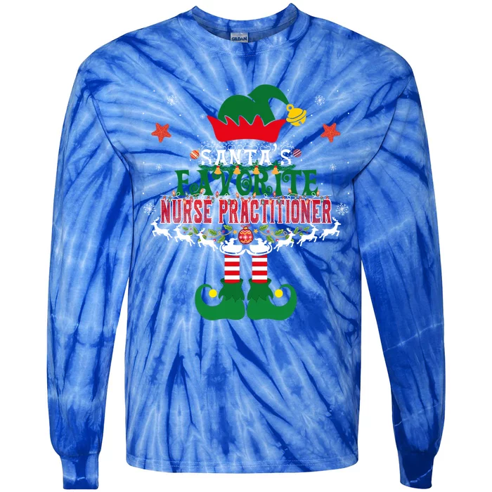 Santas Favorite Nurse Anesthetist Elf Christmas Tree Xmas Gift Tie-Dye Long Sleeve Shirt