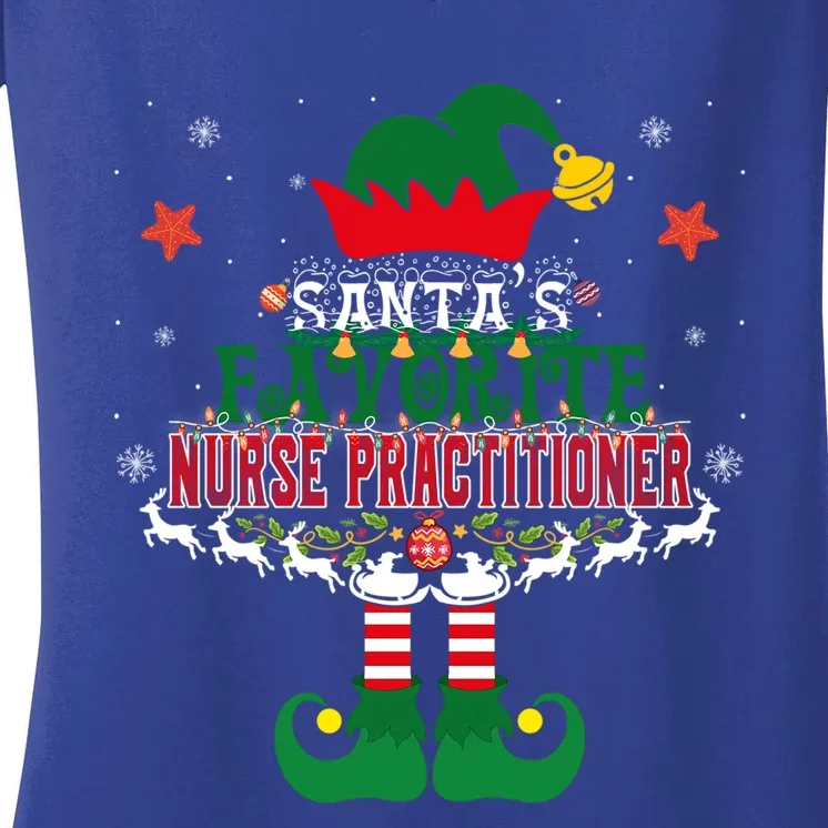 Santas Favorite Nurse Anesthetist Elf Christmas Tree Xmas Gift Women's V-Neck T-Shirt