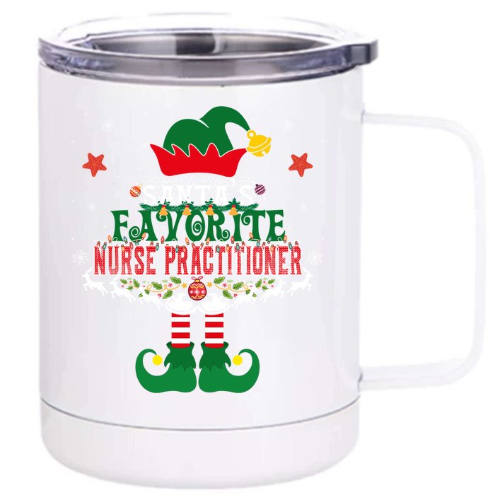 Santas Favorite Nurse Anesthetist Elf Christmas Tree Xmas Gift Front & Back 12oz Stainless Steel Tumbler Cup