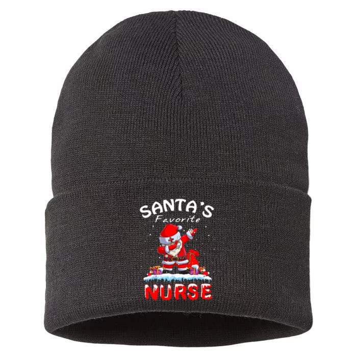 SantaS Favorite Nurse Christmas Funny Dabbing Santa Sustainable Knit Beanie