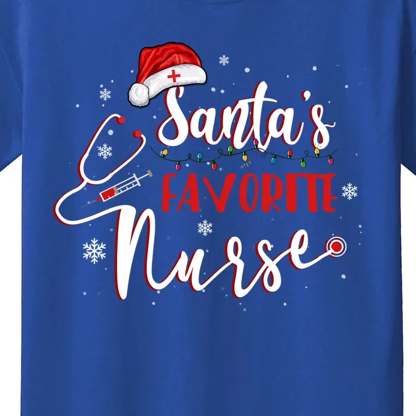 Santas Favorite Nurse Christmas Nursing Medical Staff Xmas Meaningful Gift Kids T-Shirt