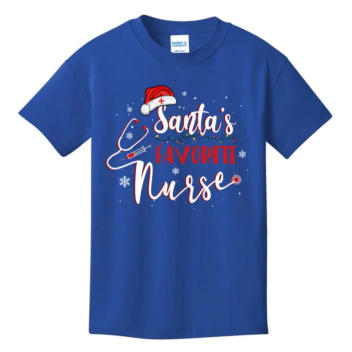 Santas Favorite Nurse Christmas Nursing Medical Staff Xmas Meaningful Gift Kids T-Shirt