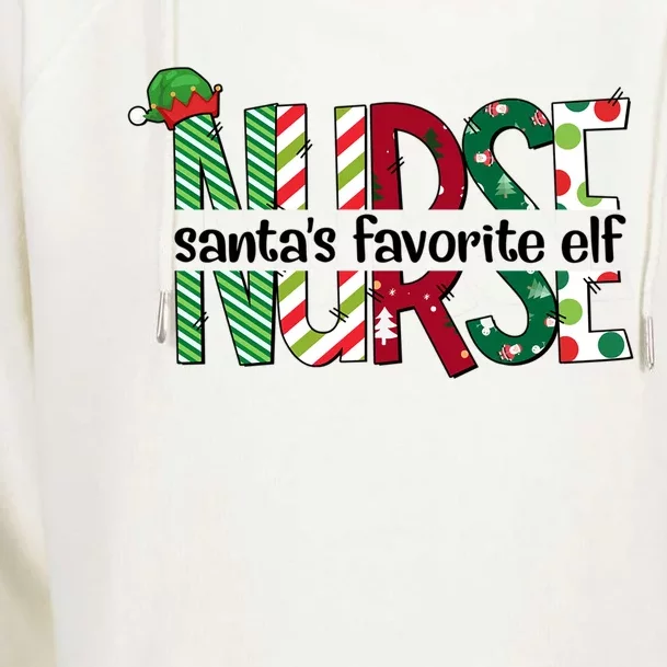 Santas Favorite Nurse Elf Christmas Nursing Funny Gift Holiday Gift Womens Funnel Neck Pullover Hood