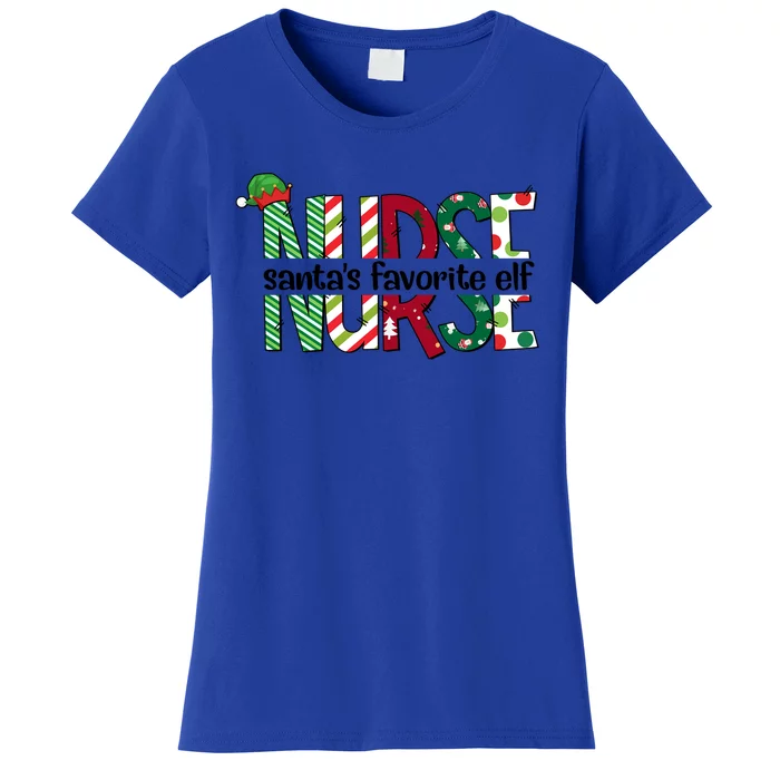 Santas Favorite Nurse Elf Christmas Nursing Funny Gift Holiday Gift Women's T-Shirt