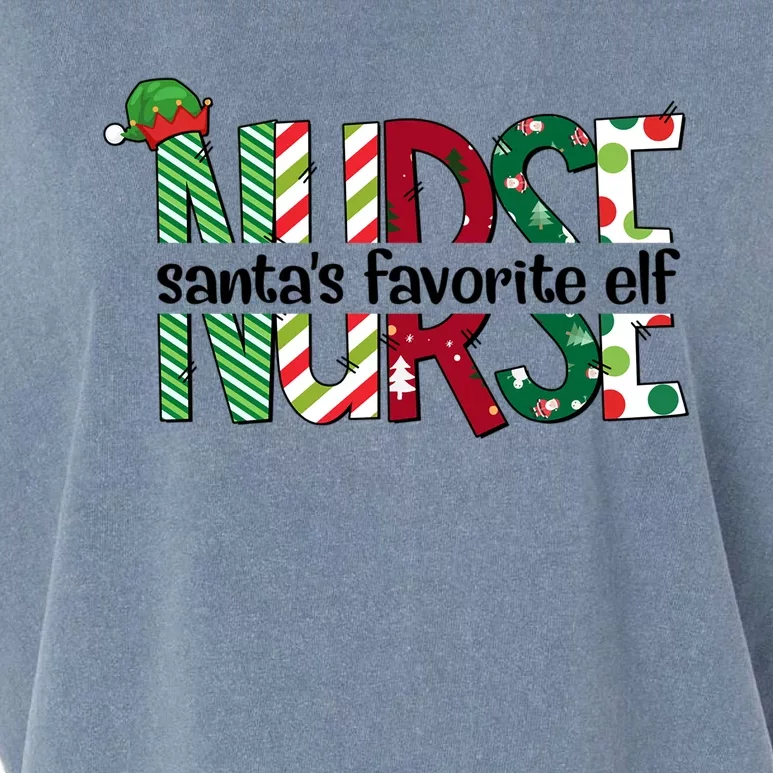 Santas Favorite Nurse Elf Christmas Nursing Funny Gift Holiday Gift Garment-Dyed Women's Muscle Tee