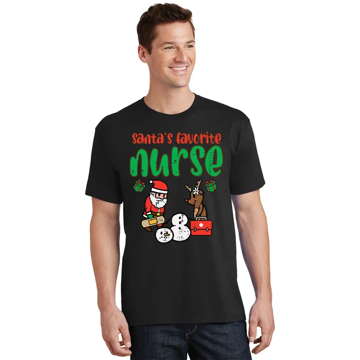 Santas Favorite Nurse Christmas Xmas Nursing T-Shirt