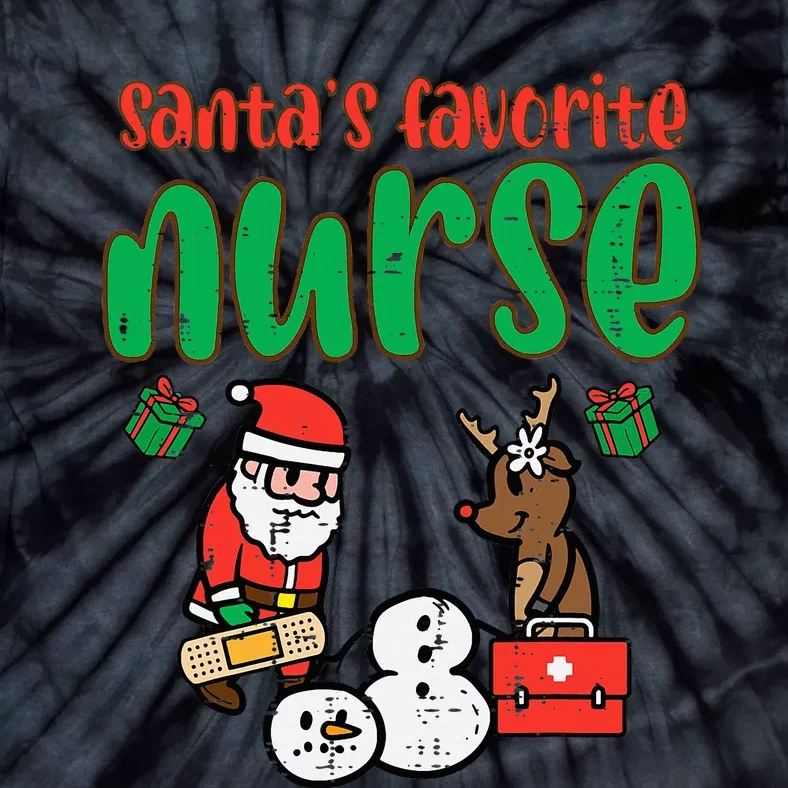 Santas Favorite Nurse Christmas Xmas Nursing Tie-Dye T-Shirt