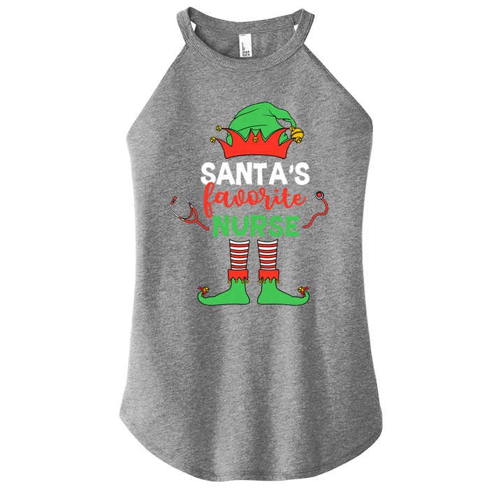 Santas Favorite Nurse Elf Costume Christmas Pajama Holiday Great Gift Women’s Perfect Tri Rocker Tank