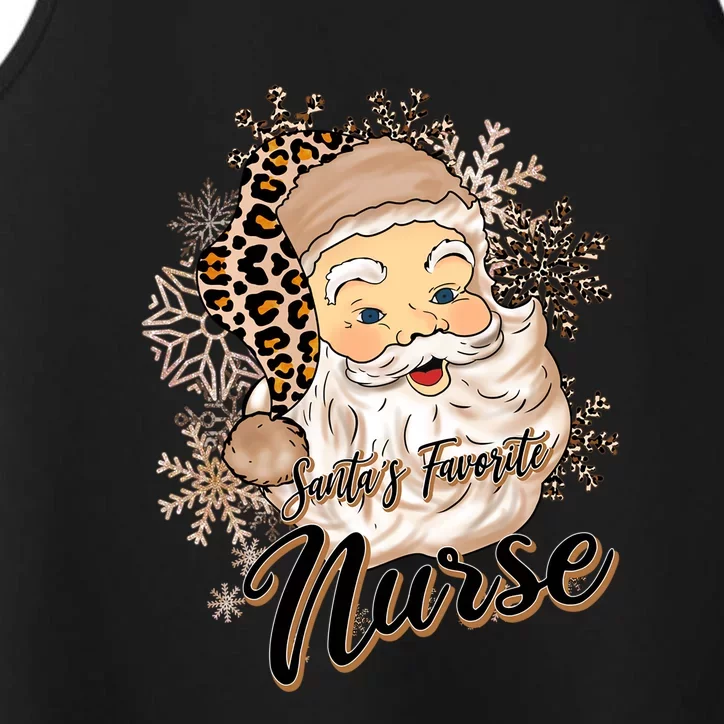 Santas Favorite Nurse Leopard Hat Funny Santa Christmas Gift Performance Tank