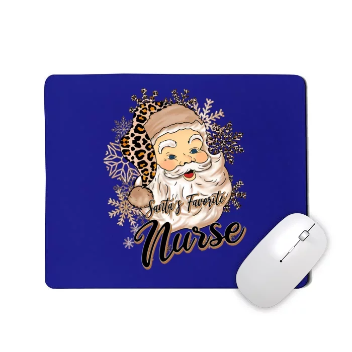 Santas Favorite Nurse Leopard Hat Funny Santa Christmas Gift Mousepad