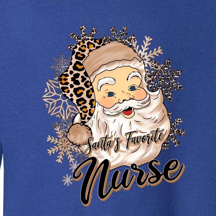 Santas Favorite Nurse Leopard Hat Funny Santa Christmas Gift Toddler Sweatshirt